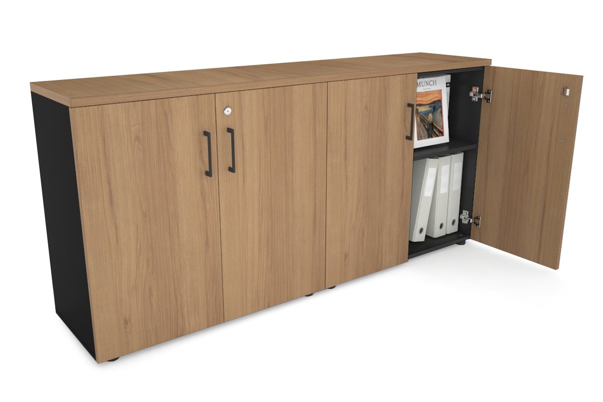 Uniform Small Storage Cupboard [1600W x 750H x 350D] Jasonl Black salvage oak black handle