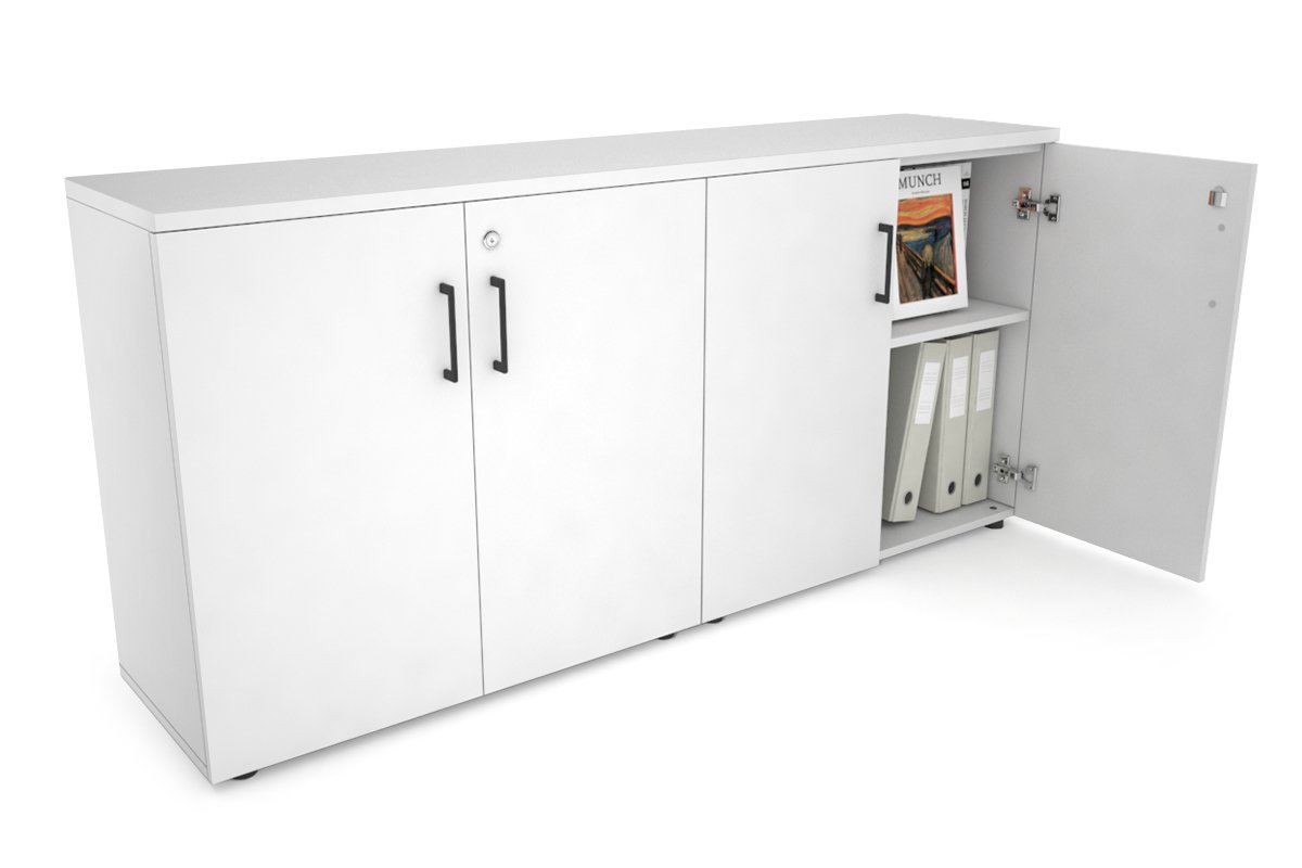 Uniform Small Storage Cupboard [1600W x 750H x 350D] Jasonl White white black handle