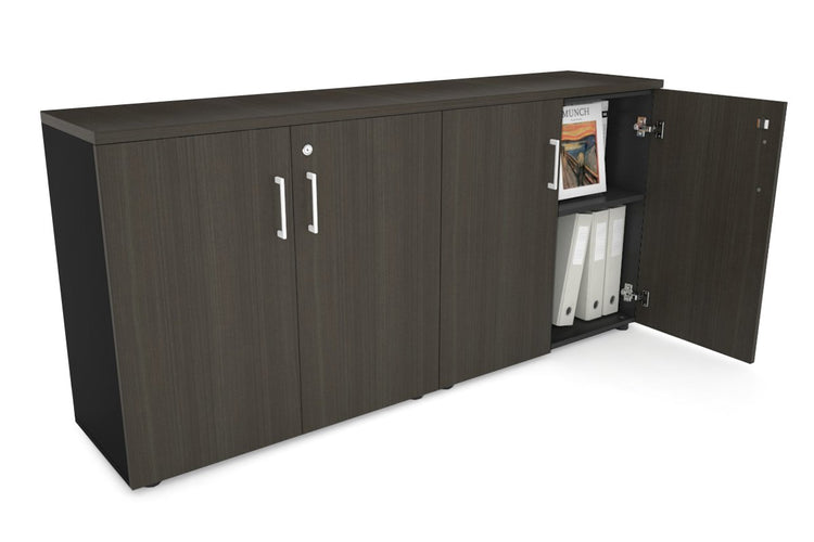 Uniform Small Storage Cupboard [1600W x 750H x 350D] Jasonl Black dark oak white handle