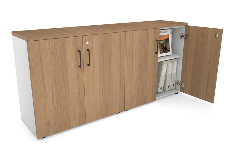 Uniform Small Storage Cupboard [1600W x 750H x 350D] Jasonl White salvage oak black handle