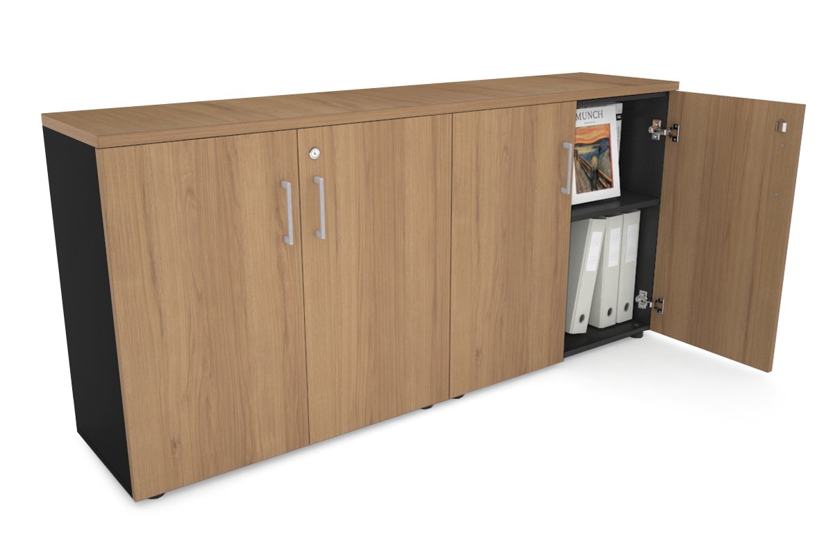 Uniform Small Storage Cupboard [1600W x 750H x 350D] Jasonl Black salvage oak silver handle