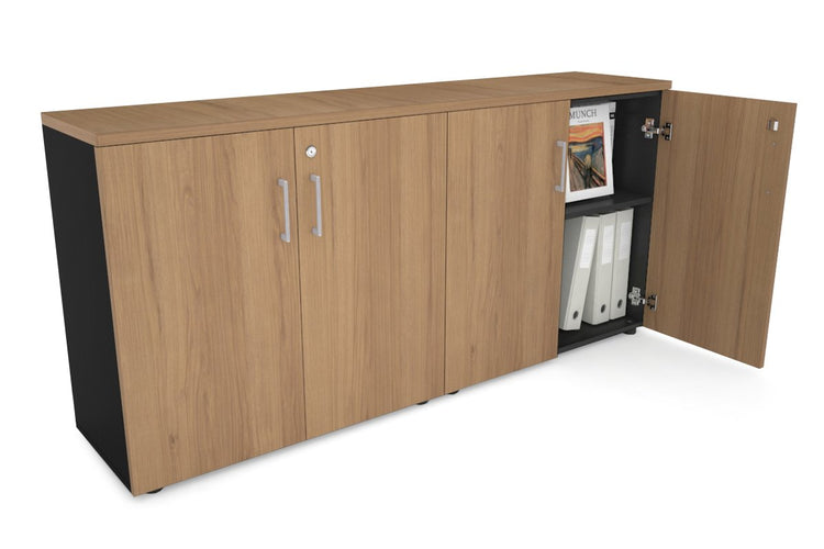 Uniform Small Storage Cupboard [1600W x 750H x 350D] Jasonl Black salvage oak silver handle