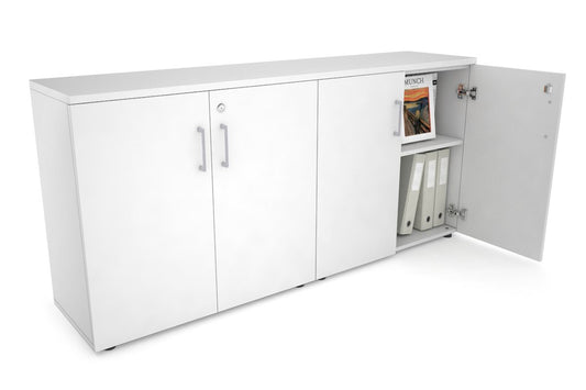 Uniform Small Storage Cupboard [1600W x 750H x 350D] Jasonl White white silver handle