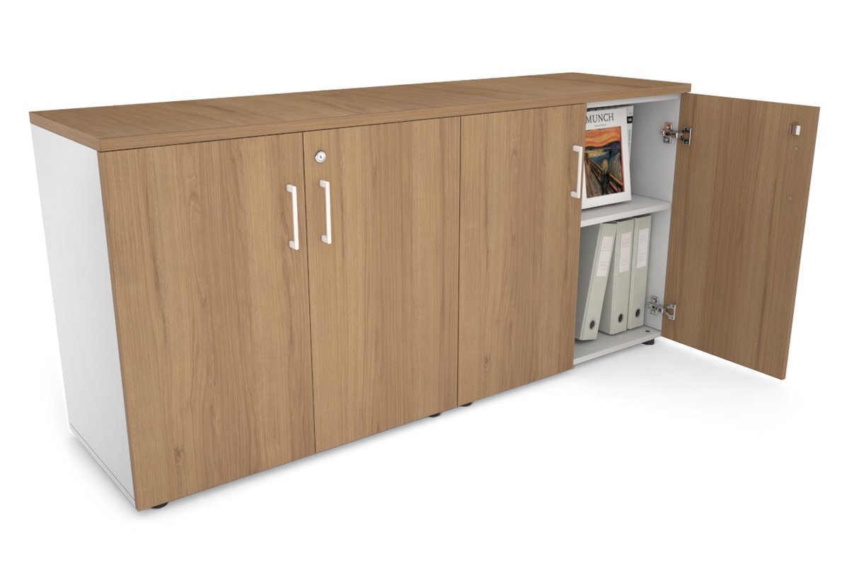 Uniform Small Storage Cupboard [1600W x 750H x 450D] Jasonl White salvage oak white handle