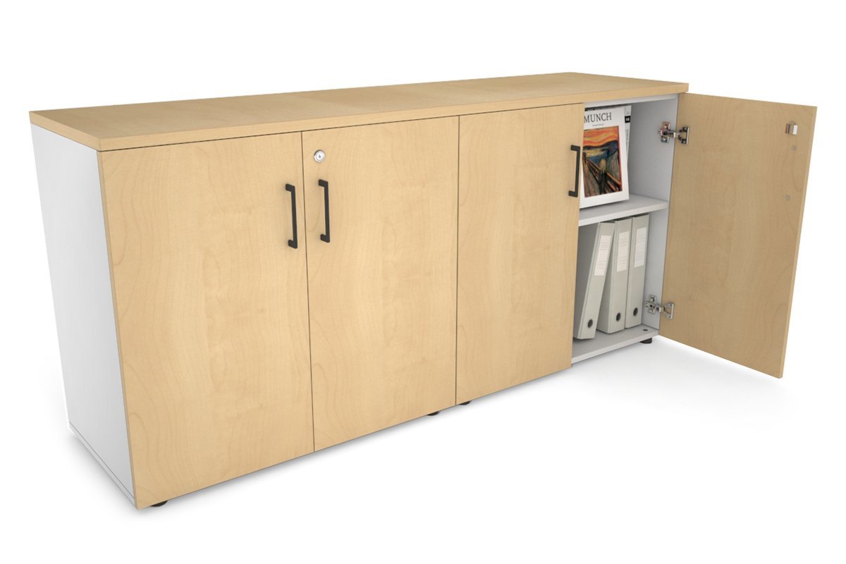 Uniform Small Storage Cupboard [1600W x 750H x 450D] Jasonl White maple black handle