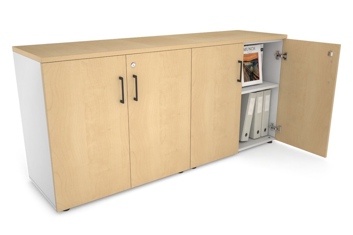Uniform Small Storage Cupboard [1600W x 750H x 450D] Jasonl White maple black handle