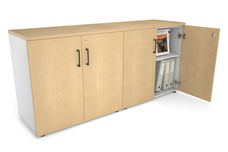 Uniform Small Storage Cupboard [1600W x 750H x 450D] Jasonl White maple black handle