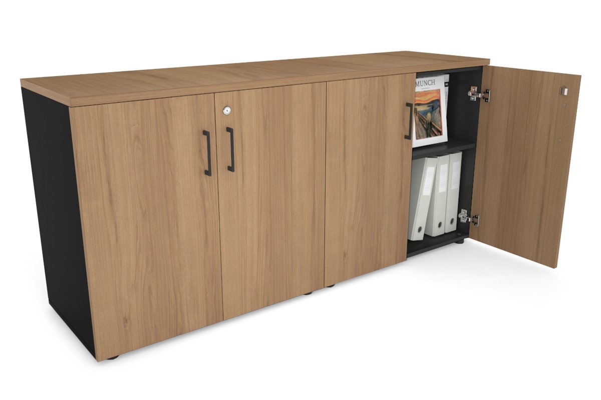Uniform Small Storage Cupboard [1600W x 750H x 450D] Jasonl Black salvage oak black handle