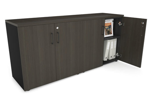 Uniform Small Storage Cupboard [1600W x 750H x 450D] Jasonl Black dark oak black handle