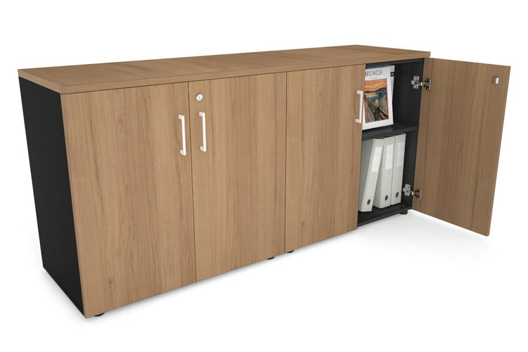Uniform Small Storage Cupboard [1600W x 750H x 450D] Jasonl Black salvage oak white handle