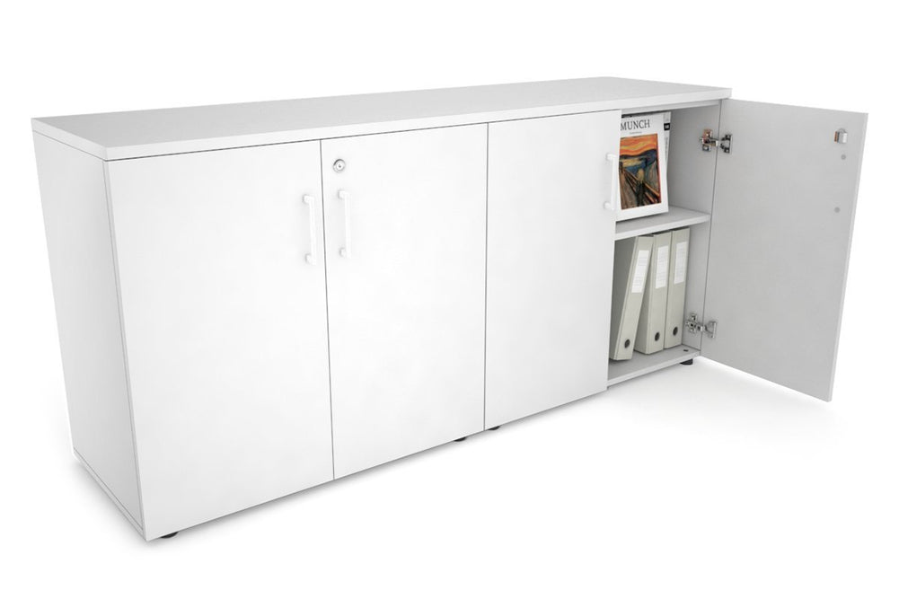 Uniform Small Storage Cupboard [1600W x 750H x 450D]-White white white handle