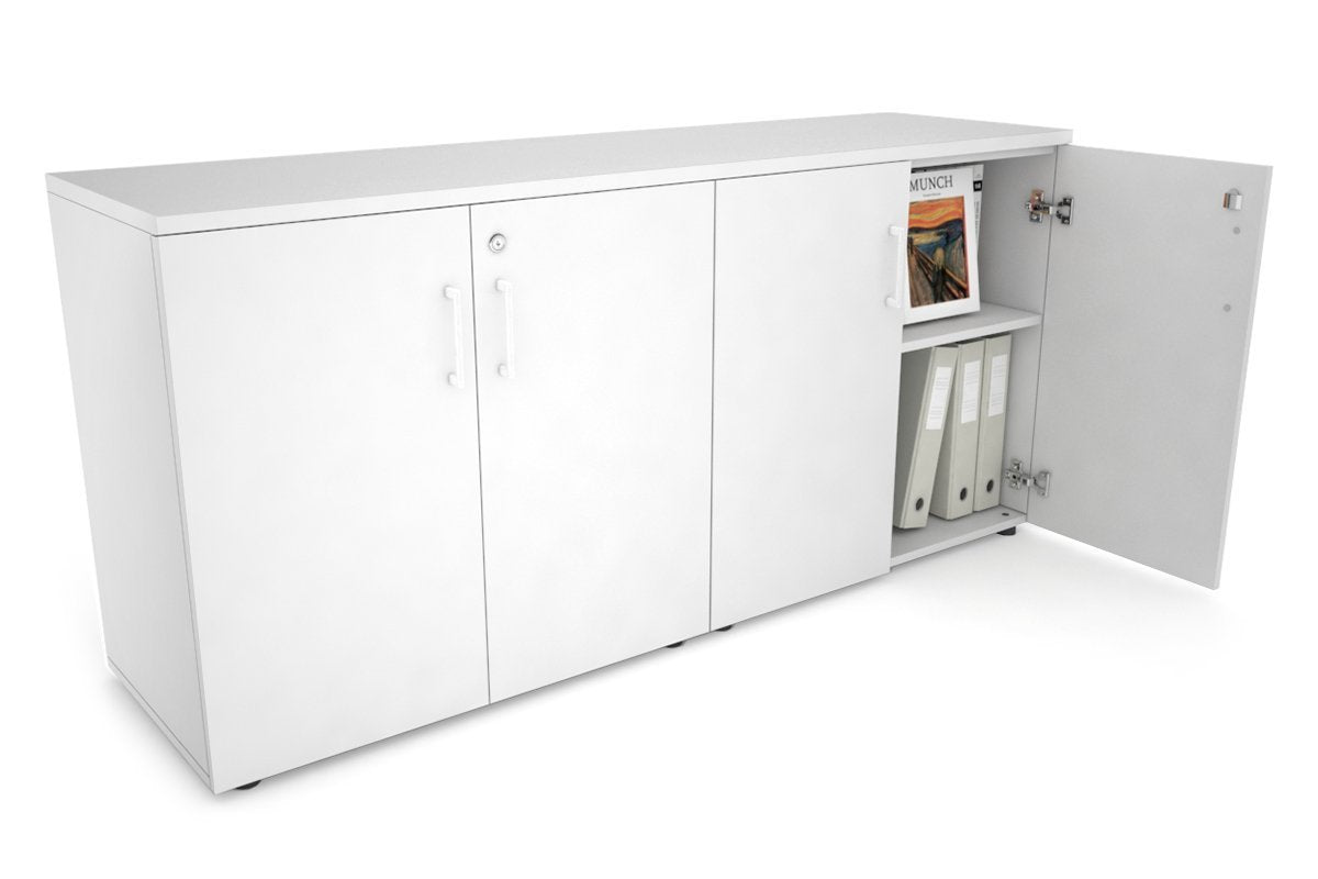Uniform Small Storage Cupboard [1600W x 750H x 450D] Jasonl White white white handle
