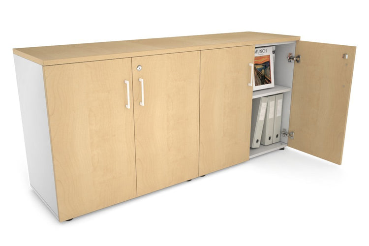 Uniform Small Storage Cupboard [1600W x 750H x 450D] Jasonl White maple white handle