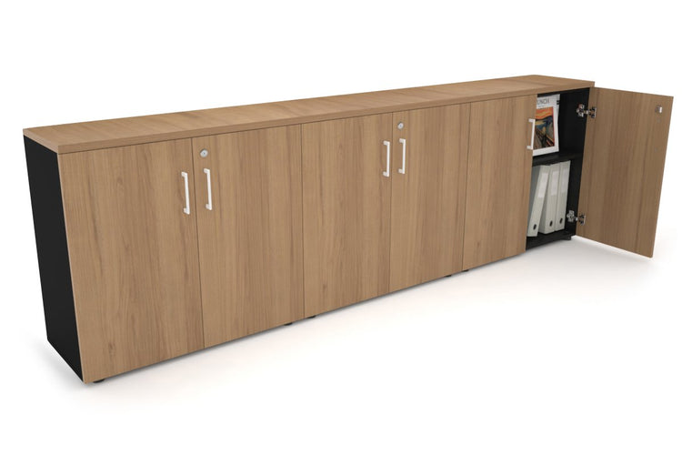 Uniform Small Storage Cupboard [2400W x 750H x 350D] Jasonl Black salvage oak white handle