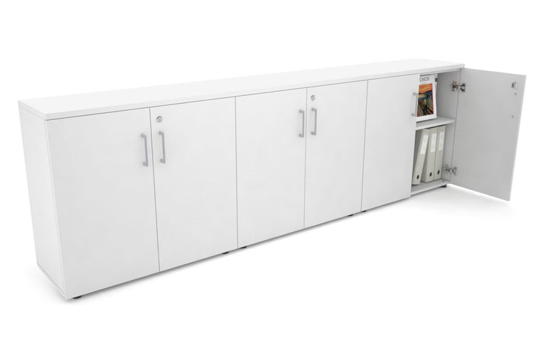 Uniform Small Storage Cupboard [2400W x 750H x 350D] Jasonl White white silver handle