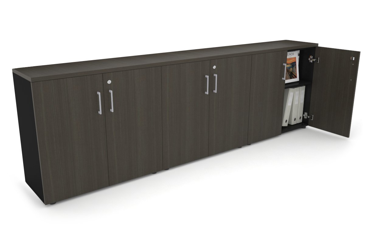 Uniform Small Storage Cupboard [2400W x 750H x 350D] Jasonl Black dark oak silver handle