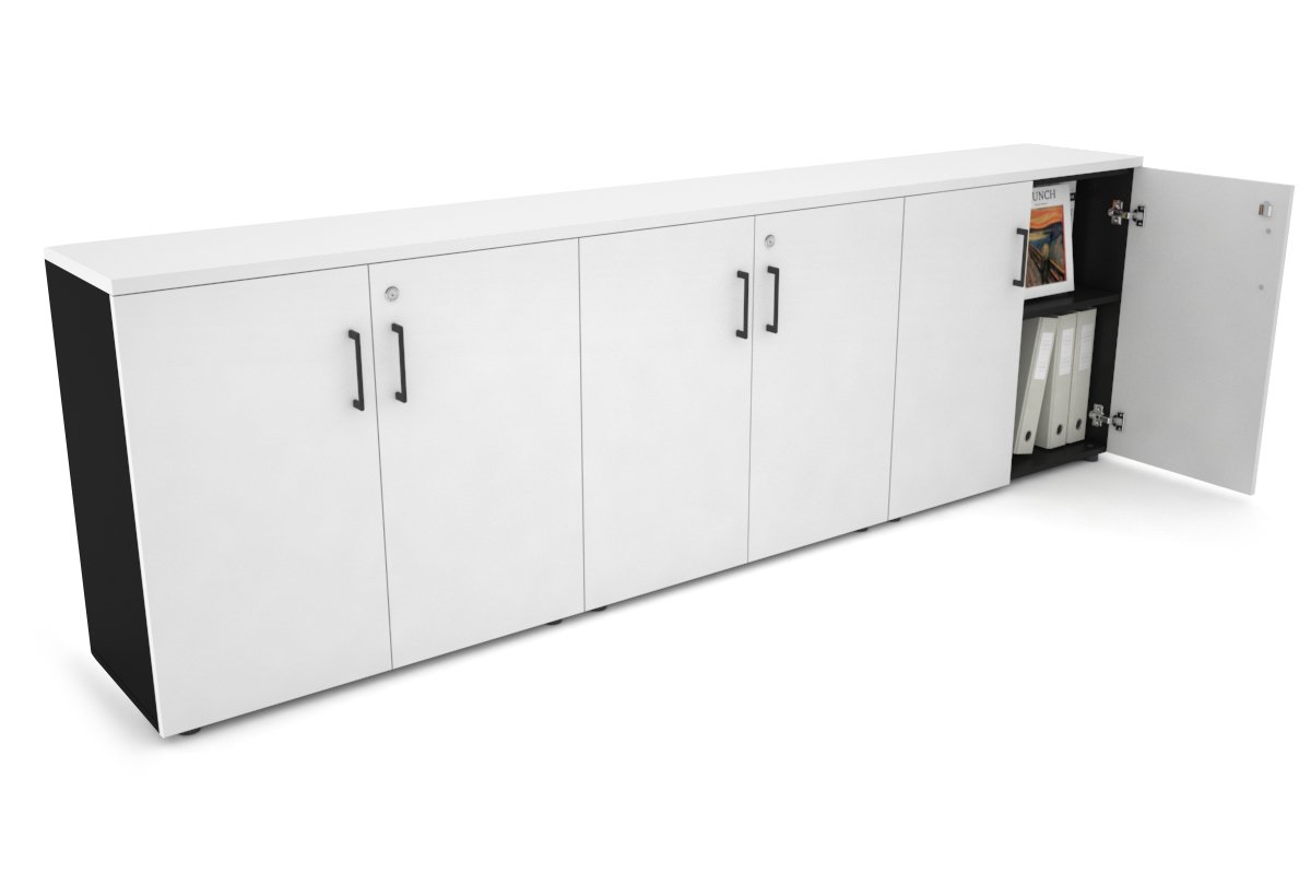 Uniform Small Storage Cupboard [2400W x 750H x 350D] Jasonl Black white black handle