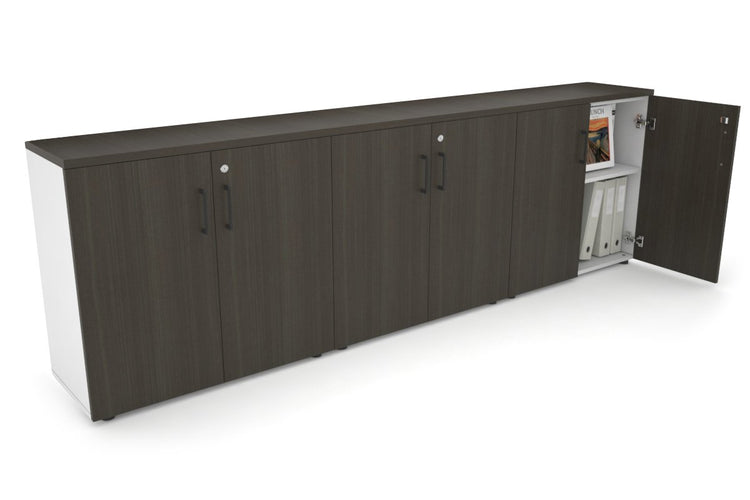 Uniform Small Storage Cupboard [2400W x 750H x 350D] Jasonl White dark oak black handle