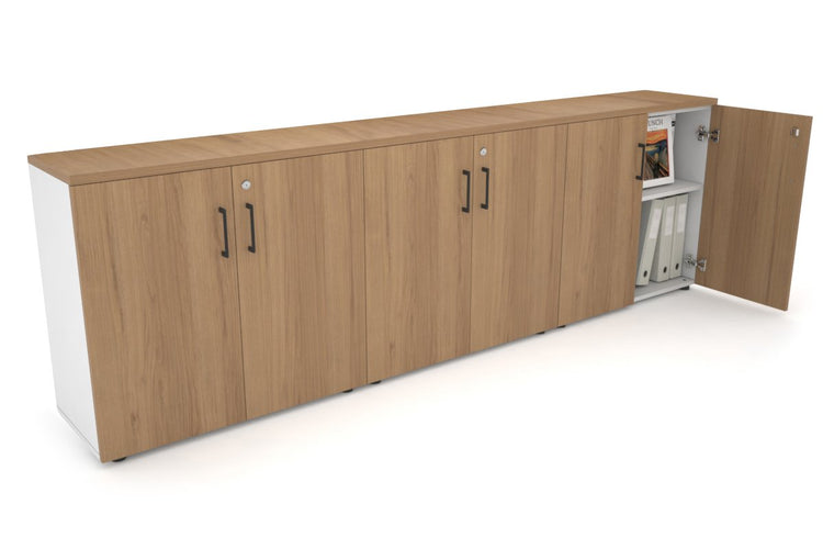 Uniform Small Storage Cupboard [2400W x 750H x 350D] Jasonl White salvage oak black handle