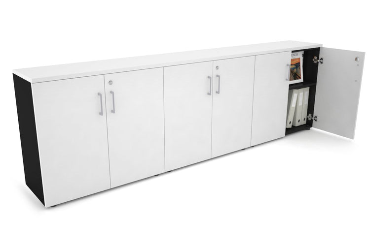 Uniform Small Storage Cupboard [2400W x 750H x 350D] Jasonl Black white silver handle