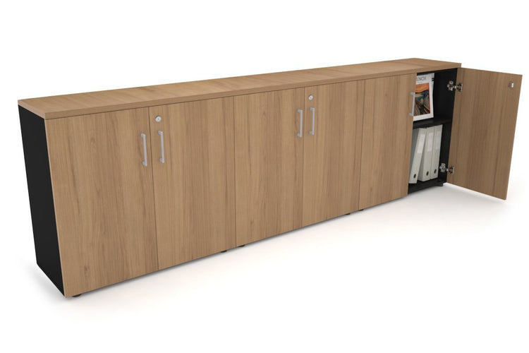 Uniform Small Storage Cupboard [2400W x 750H x 350D] Jasonl Black salvage oak silver handle