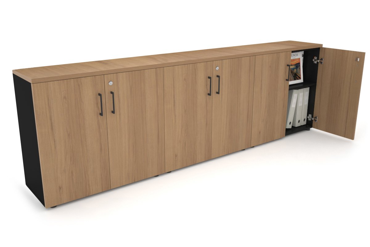 Uniform Small Storage Cupboard [2400W x 750H x 350D] Jasonl Black salvage oak black handle