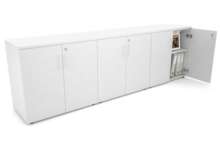 Uniform Small Storage Cupboard [2400W x 750H x 450D] Jasonl White white white handle