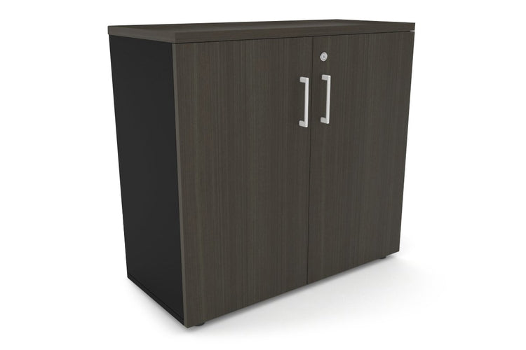 Uniform Small Storage Cupboard [800W x 750H x 350D] Jasonl Black dark oak white handle