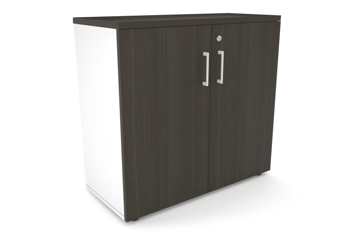 Uniform Small Storage Cupboard [800W x 750H x 350D] Jasonl White dark oak white handle