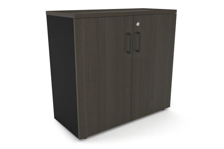 Uniform Small Storage Cupboard [800W x 750H x 350D] Jasonl Black dark oak black handle