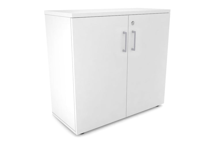 Uniform Small Storage Cupboard [800W x 750H x 350D] Jasonl White white silver handle