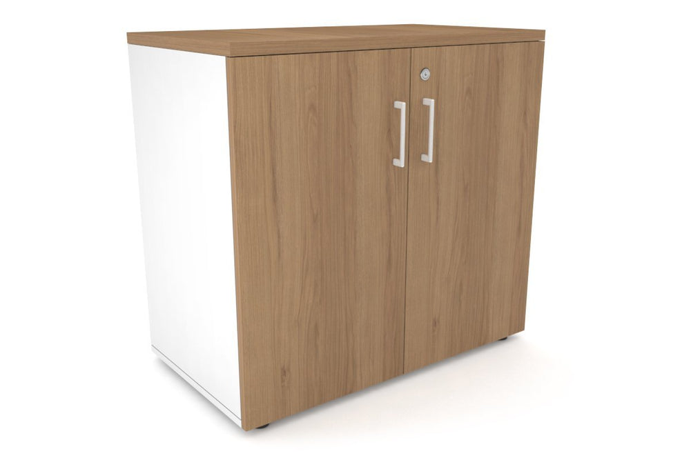 Uniform Small Storage Cupboard [800W x 750H x 450D]-White salvage oak white handle