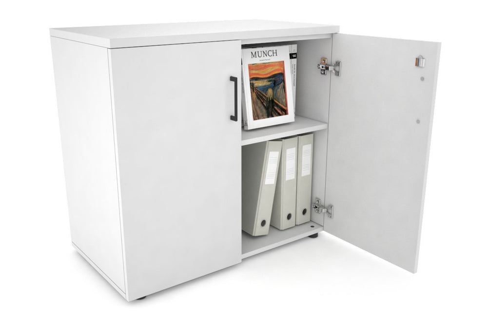 Uniform Small Storage Cupboard [800W x 750H x 450D]-Black dark oak black handle