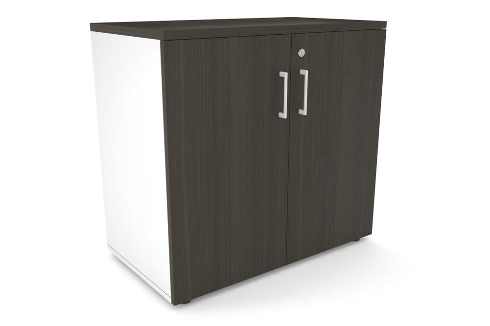 Uniform Small Storage Cupboard [800W x 750H x 450D]-White dark oak white handle