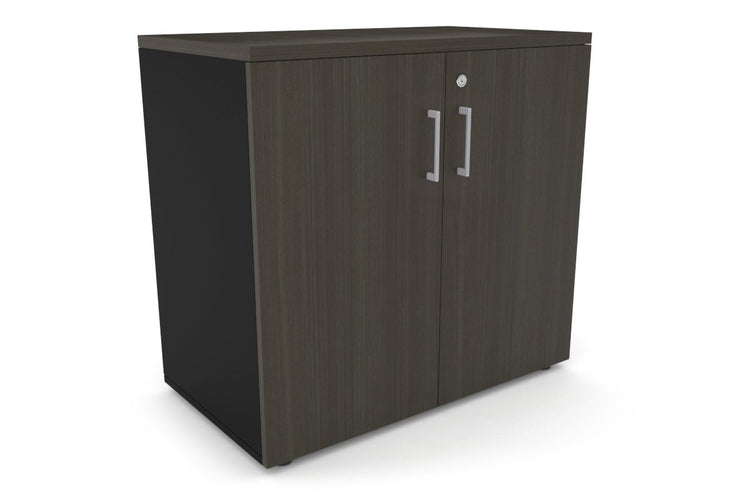 Uniform Small Storage Cupboard [800W x 750H x 450D] Jasonl Black dark oak silver handle