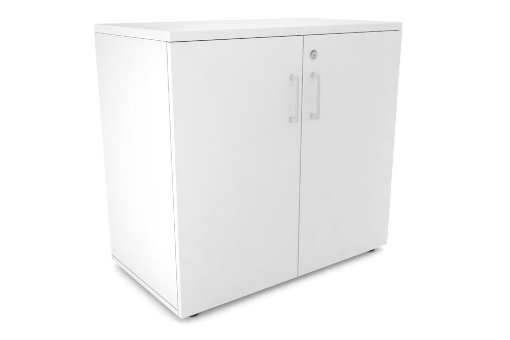Uniform Small Storage Cupboard [800W x 750H x 450D]-White white white handle