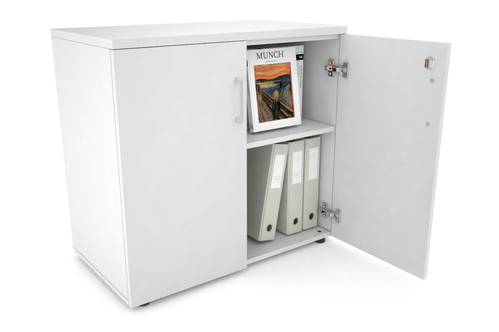 Uniform Small Storage Cupboard [800W x 750H x 450D]-Black dark oak black handle