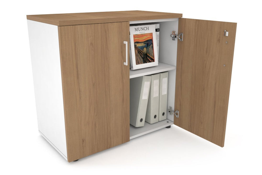 Uniform Small Storage Cupboard [800W x 750H x 450D]-Black dark oak black handle