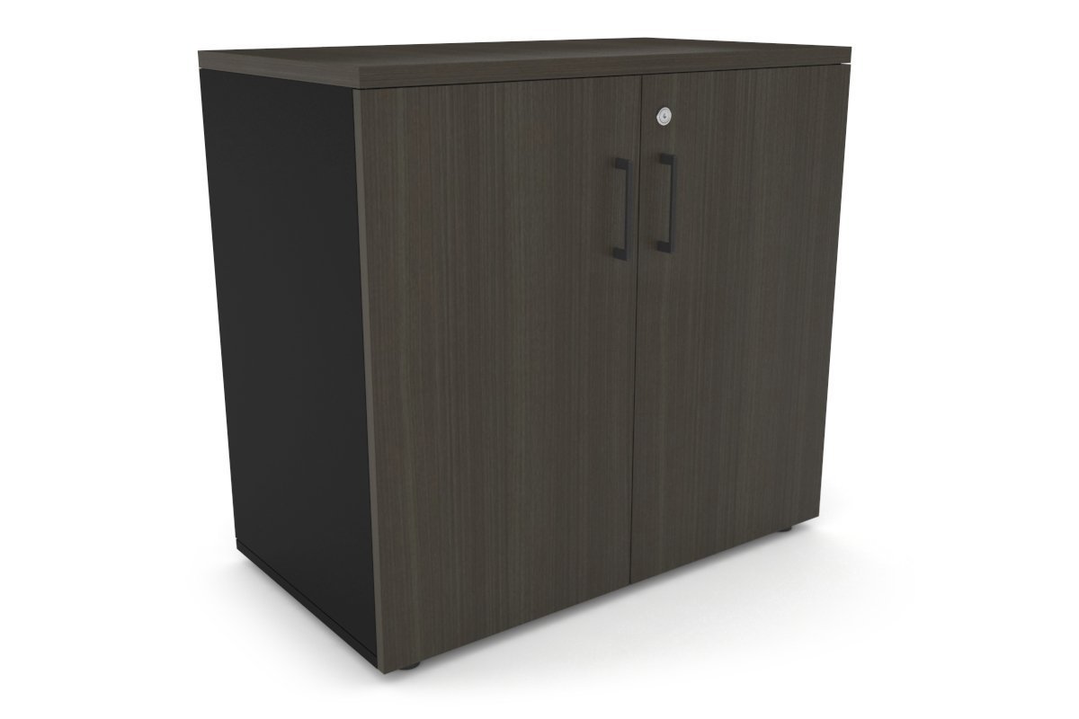 Uniform Small Storage Cupboard [800W x 750H x 450D] Jasonl Black dark oak black handle