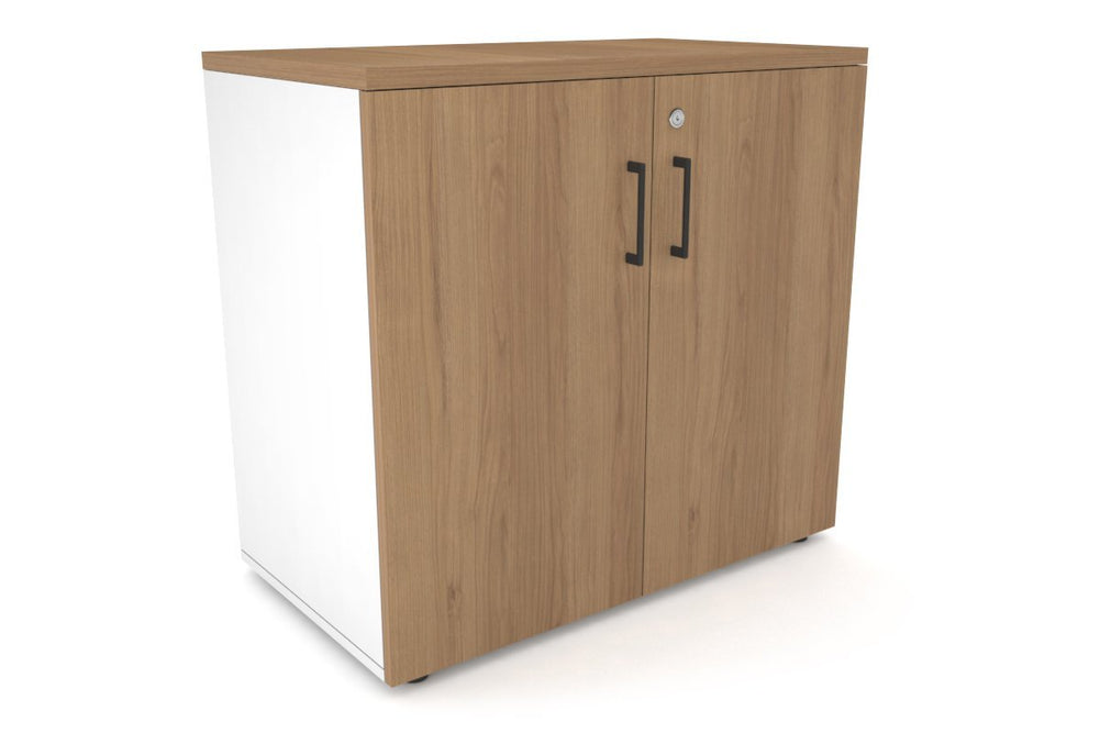 Uniform Small Storage Cupboard [800W x 750H x 450D]-White salvage oak black handle