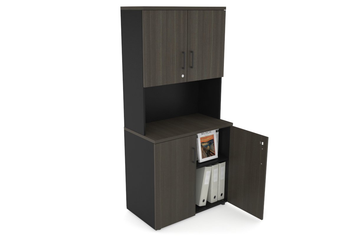 Uniform Small Storage Cupboard - Hutch with Doors [800W x 750H x 450D] Jasonl Black dark oak black handle