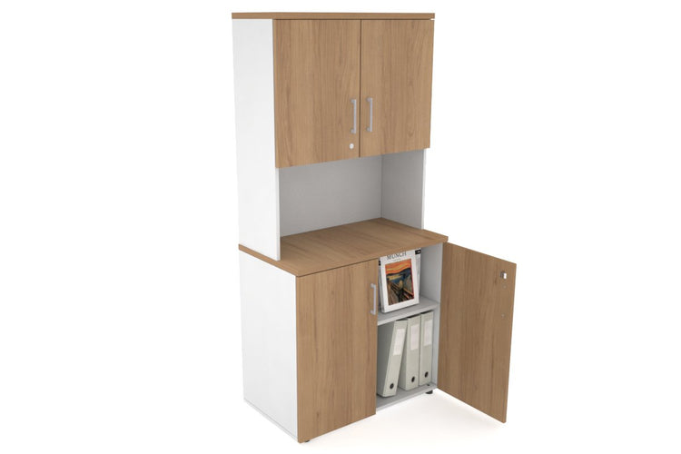 Uniform Small Storage Cupboard - Hutch with Doors [800W x 750H x 450D] Jasonl White salvage oak silver handle