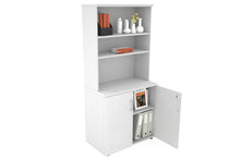  - Uniform Small Storage Cupboard with Open Hutch [800W x 750H x 450D] - 1