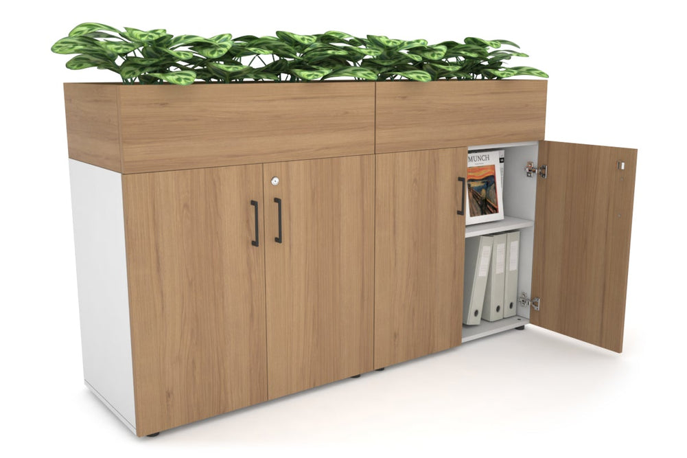 Uniform Small Storage + Planter Box [1600W x 975H x 450D]-White salvage oak black handle