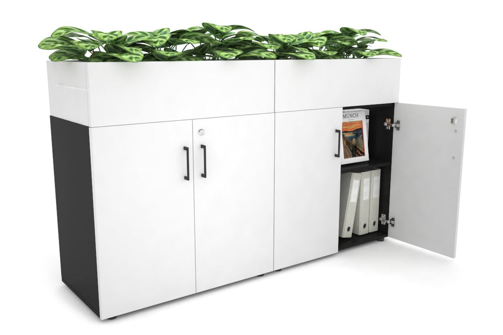 Uniform Small Storage + Planter Box [1600W x 975H x 450D]-Black white black handle