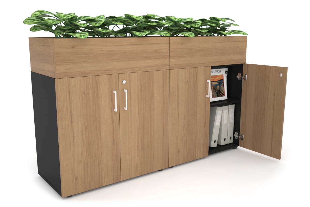 Uniform Small Storage + Planter Box [1600W x 975H x 428D] Jasonl Black salvage oak white handle