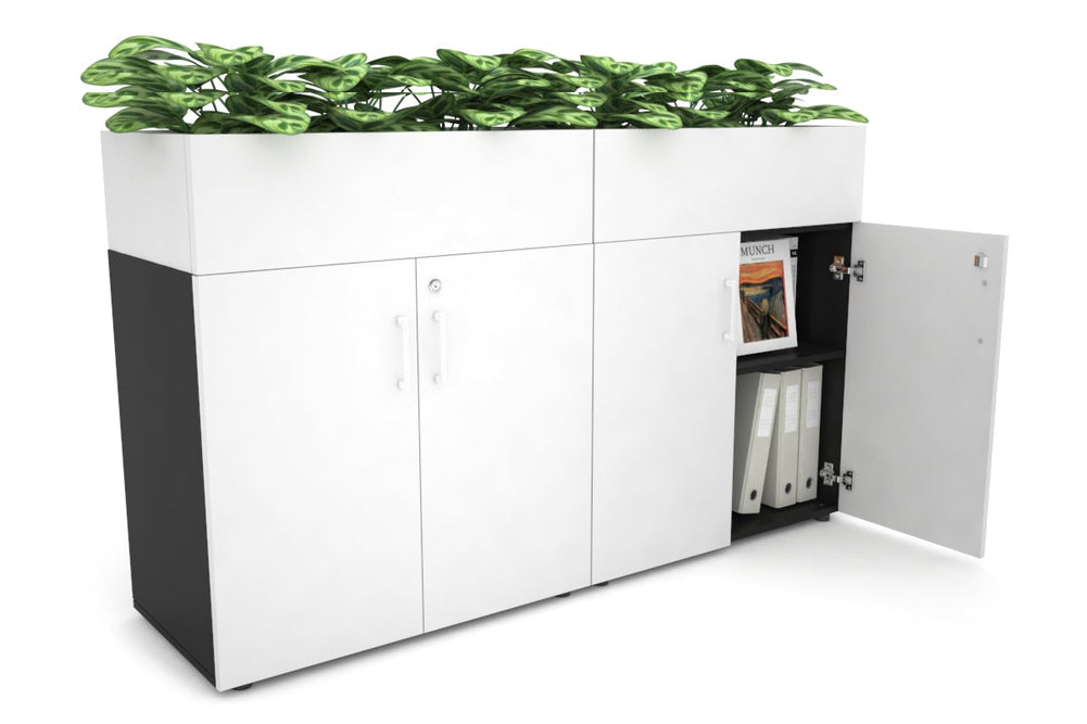 Uniform Small Storage + Planter Box [1600W x 975H x 450D]-Black white white handle