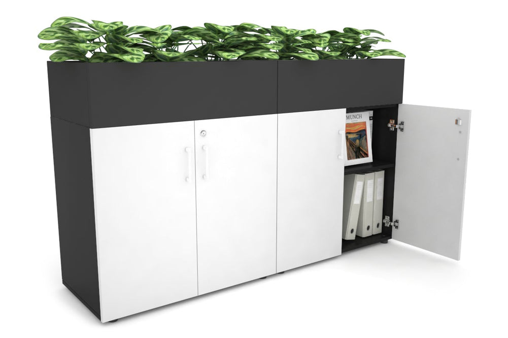 Uniform Small Storage + Planter Box [1600W x 975H x 450D]-Black black white handle
