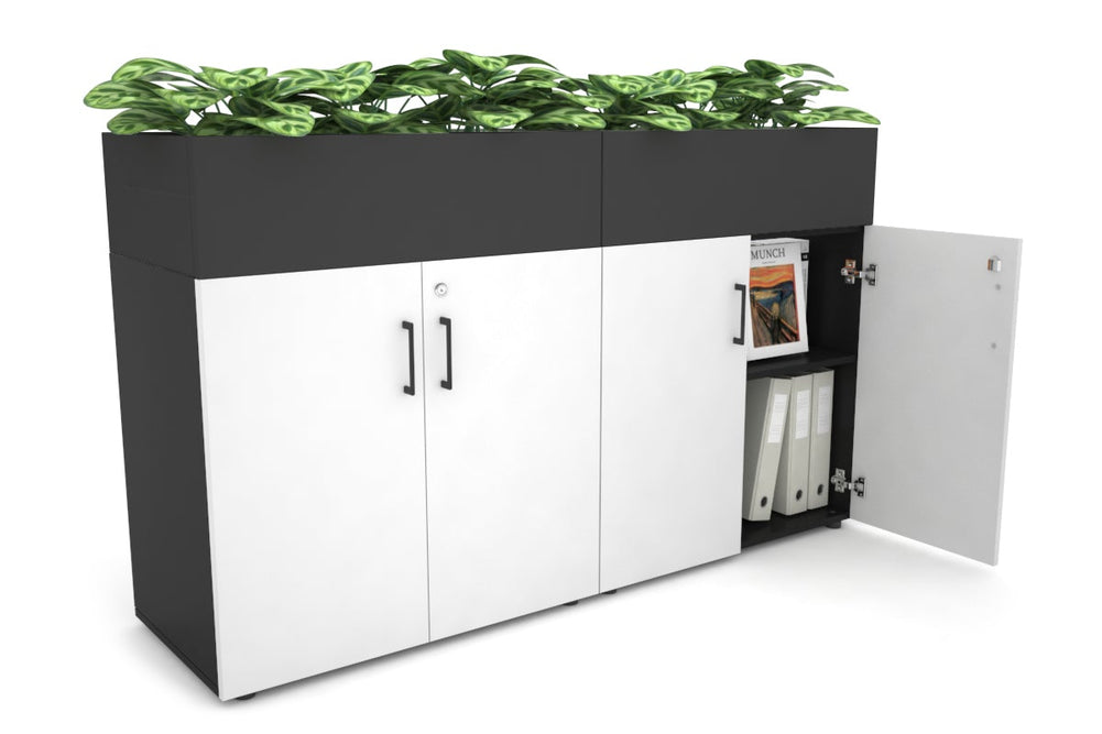 Uniform Small Storage + Planter Box [1600W x 975H x 450D]-Black black black handle