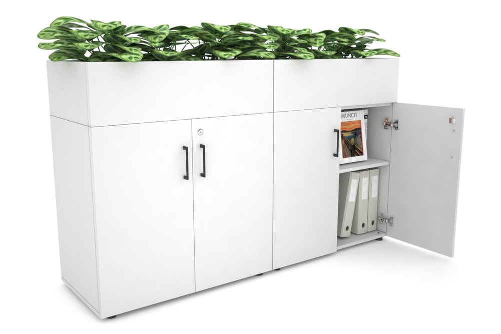 Uniform Small Storage + Planter Box [1600W x 975H x 450D]-White white black handle